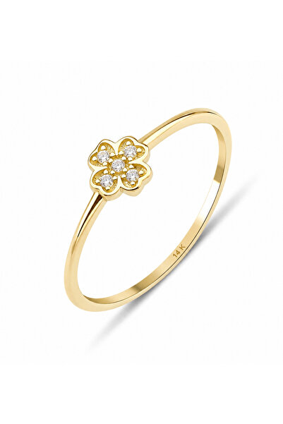DesignbyKairos 14 Ayar Altın Four Leaf Clover Yüzük