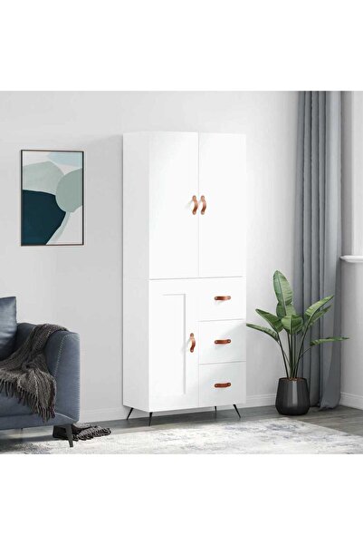 Concept Dulap înalt, alb, 69,5x34x180 cm, lemn compozit
