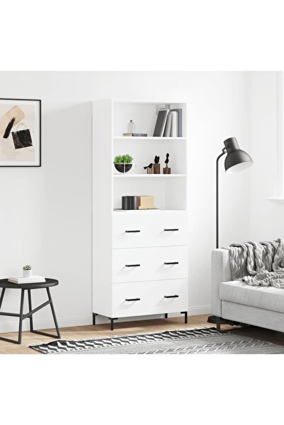Concept Dulap înalt, alb, 69,5x34x180 cm, lemn compozit