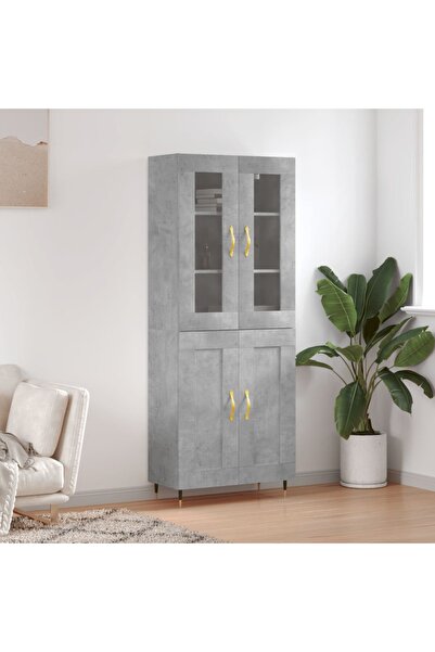 Concept Dulap înalt, gri beton, 69,5x34x180, lemn compozit