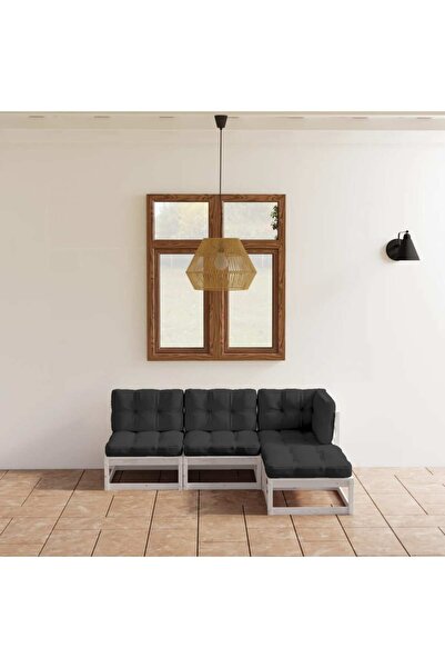 Concept Set mobilier de grădină cu perne, 4 piese, lemn masiv de pin