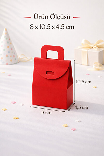 eğlencemarketi Mini Karton Hediye Çantası 10’lu Set Tek Renk – Parti Doğum Gü...