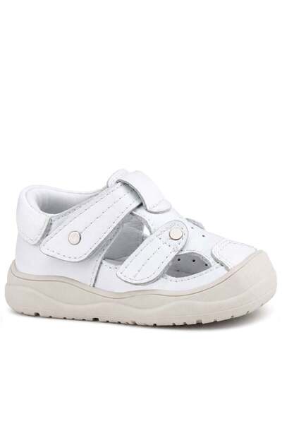 Rakerplus Genuine Leather White Velcro Baby Sandals