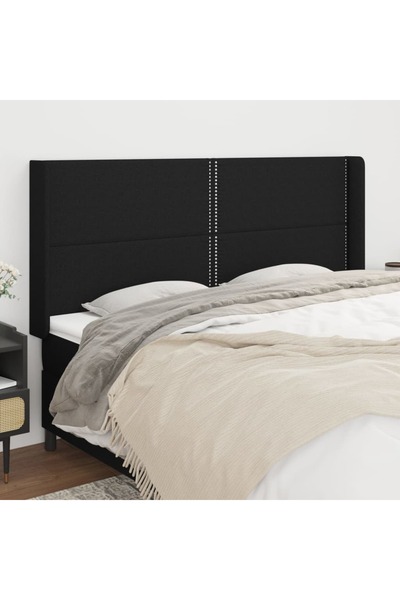 Concept Tăblie de pat cu aripioare, negru, 183x16x118/128 cm, textil