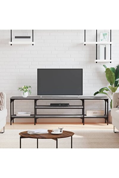 Concept Comodă TV, sonoma gri, 161x35x45 cm, lemn prelucrat & fier