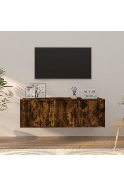 Concept Set dulapuri TV, 2 piese, stejar fumuriu, lemn prelucrat