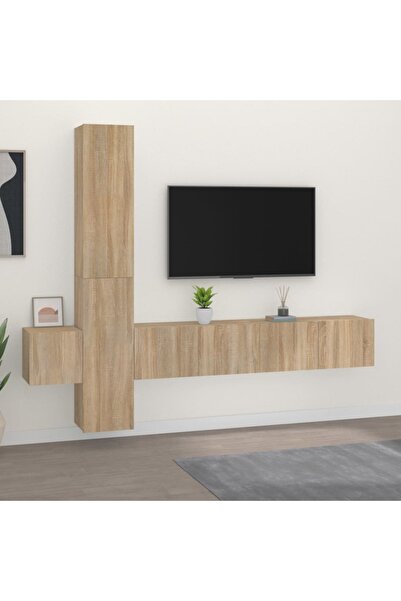 Concept Set dulap TV, 5 piese, stejar sonoma, lemn prelucrat