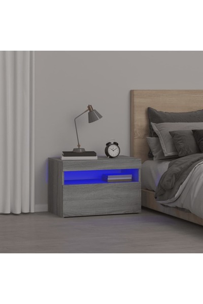 Concept Noptiere cu lumini LED, gri sonoma, 60x35x40 cm