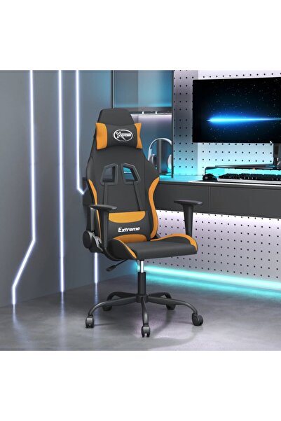 Concept Scaun de gaming pivotant, negru și galben închis, textil