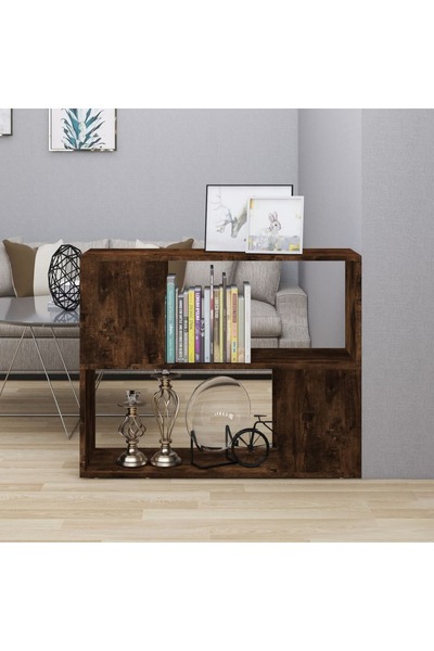 Concept Bibliotecă/Separator de cameră, stejar fumuriu, 80x24x63 cm
