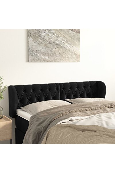 Concept Tăblie de pat cu aripioare negru 147x23x78/88 cm catifea