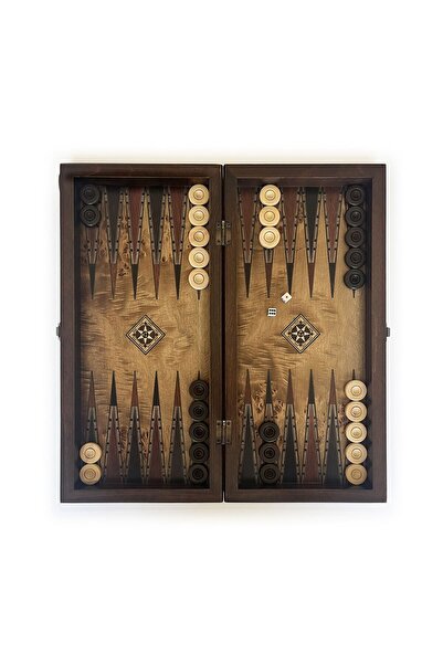 Helena Wood Art Klasik El Yapımı Ahşap Tavla Seti Orta Boy