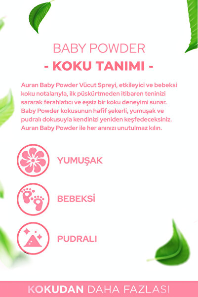 AURAN Bebek Pudrası Parfümlü Kadın Vücut Spreyi Bebeksi ve Etkileyici Vücut Misti Body Mist Spray 150ml