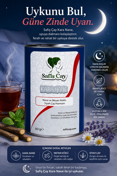Safiş Çay Kara Nane 80 g | Nane ve Meyan Köklü Aromatik Siyah Çay Harmanı