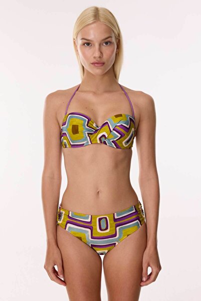 AYYILDIZ 4600 Sarı Mor Straplez Bikini Takımı