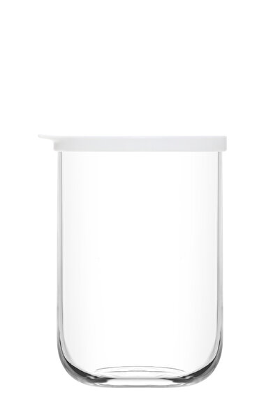 LAV Duo Glass Storage Container Set of 2 Large Size 1000 ml White Plastic Lid