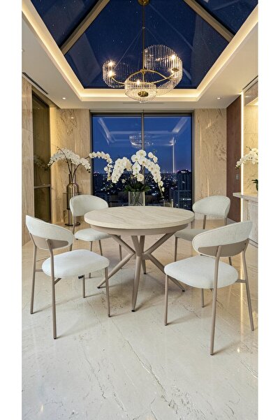 fursimo Adore Serisi Açılabilir Yemek Masası Takımı 100x100 → 135x100 cm | 1....