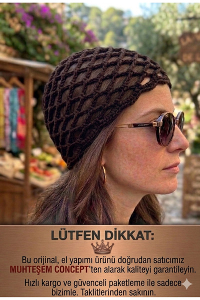 Muhteşem Concept Acı Kahve File Yazlık Bere Saç Aksesuarı Bandana