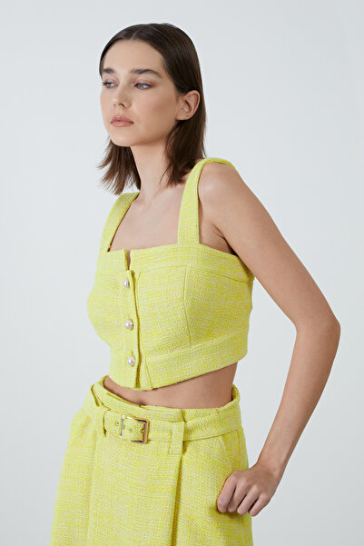 GİZİA İnci Düğmeli Crop Bluz
