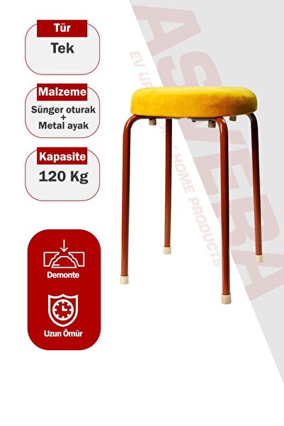 ASVERA Pufy Minderli Metal Mutfak Ve Balkon Taburesi - 100 kg Kapasiteli Lüks...