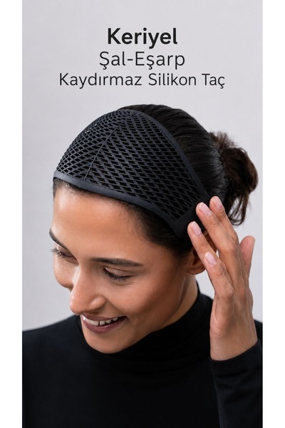 Keriyel KAYMAZ TAÇ Tesettür Uyumlu Kaydırmaz Taç Ince Ve Kalın Saçlar Için Uy...