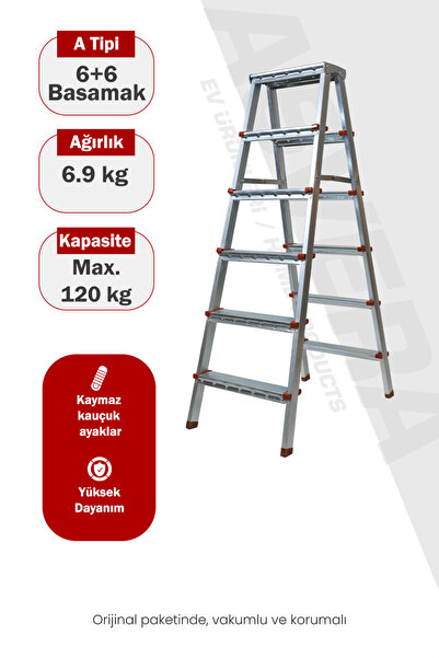 ASVERA Elmas Serisi – 6+6 Basamaklı Çift Çıkışlı Galvanizli Profil Merdiven |...