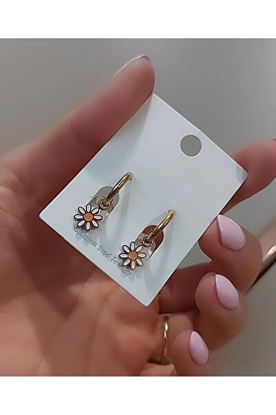 Atölye Eliz 316L Çelik Pvd Mikro Altın Kaplama Papatya Çocuk Küpe