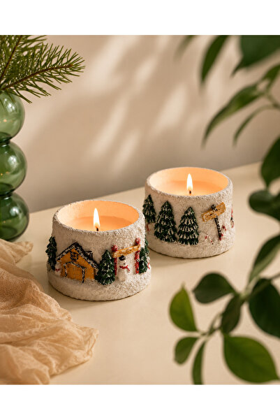 BUCOLIC 2'li Winter Bliss Dekoratif Mum Seti