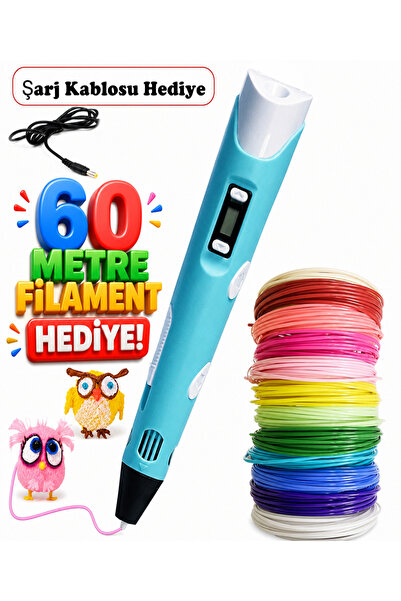 Reidan 60M 3d Çizim Kalemi Yazıcı Kalem Printer Renkli Filament Çocuklar/Yeti...