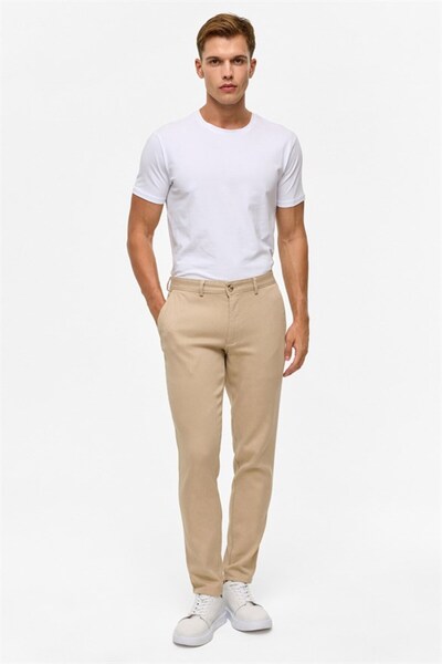 SÜVARİ Bej Slim Armürlü Pantolon