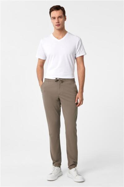 SÜVARİ Bej Slim Düz Jogger Pantolon