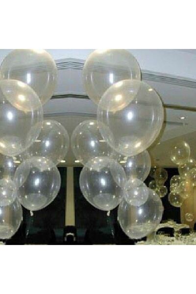 Pandoli Partidolu Transparan Şeffaf Düz Renk Sedefli Latex Balon 10 Adet