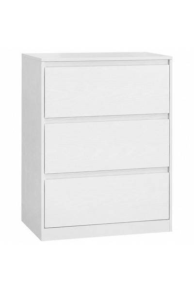 VASAGLE Comodă cu 3 sertare, design modern minimalist, 60x40x75 cm, albă
