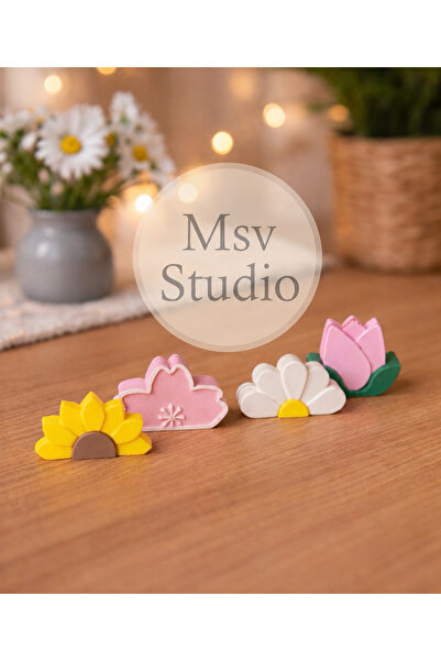 MSVstudio3d MSVstudio Çiçek Temalı Fotoğraf Tutucu 4’lü Set | Dekoratif Polar...