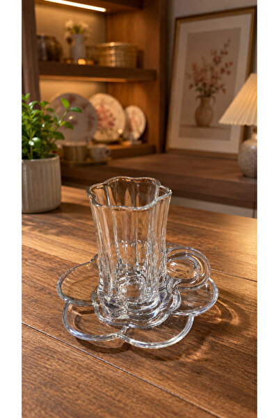 Maloria Lotus Kristal İthal Lüks Çiçek Cam Çay Seti | 12 Parça - 85ml