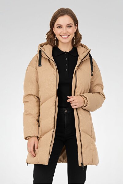 Geox Women Allover Print Parka jacket, Brown