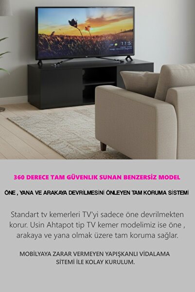 usin Öne Arkaya Devrilmesini Önleyen LCD TV Askısı Kedi Köpek Çoçuk Bebek Dep...