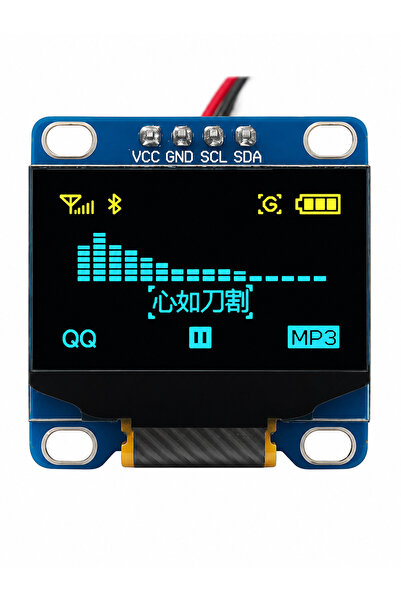 OEM 128x64 0.96 inch Oled Grafik Lcd Ekran - 4 Pin Mavi-Sarı
