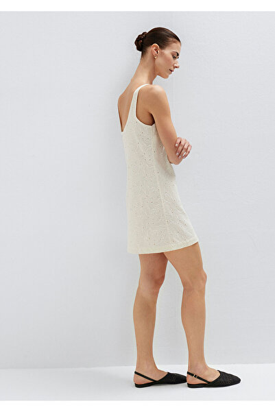 Mavi Lace Detailed Ecru Short Dress 1310842-70057