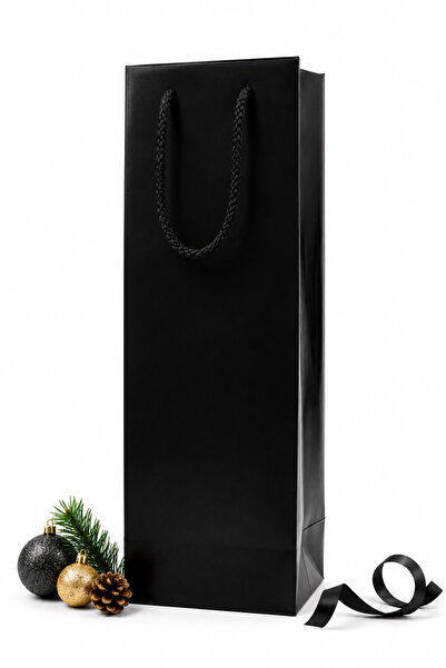 repro design Şişe Boy Premium Siyah Karton Çanta 12 X 35 X 8 Cm Karton Poşet ...