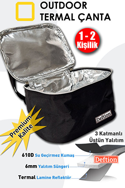 Deftion Outdoor 1-2 Kişilik 7,5Lt Termoslu Isı Yalıtımlı Termal Çanta Lunchbo...