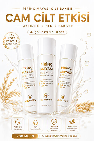 NUBEDREW 3 Adet Pirinç Mayası Tonik 200 ml Aydınlatıcı Beyazlatıcı Leke Karşı...