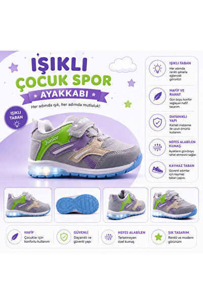 aag tekstil Kız Çocuk Işıklı Spor Ayakkabısı Termo Taban 26 - 30 Numara Yeni ...