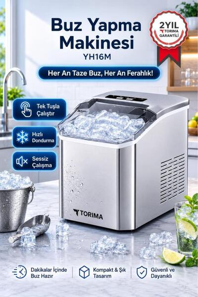 Torima Portatif Taşınabilir Hızlı Buz Yapma Makinesi YH16 Gri