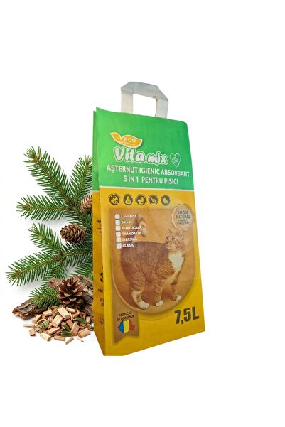 Vitamix Asternut igienic absorbant 5 in 1 pentru pisici, Brad, 7.5Litri