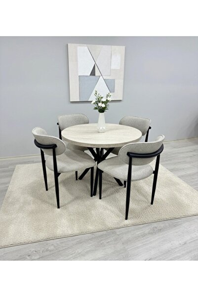 ROYALİSA TABLE CHAİR ROYALİSA TRAVERTEN LARA 4 KİŞİLİK MUTFAK MASASI TAKIMI