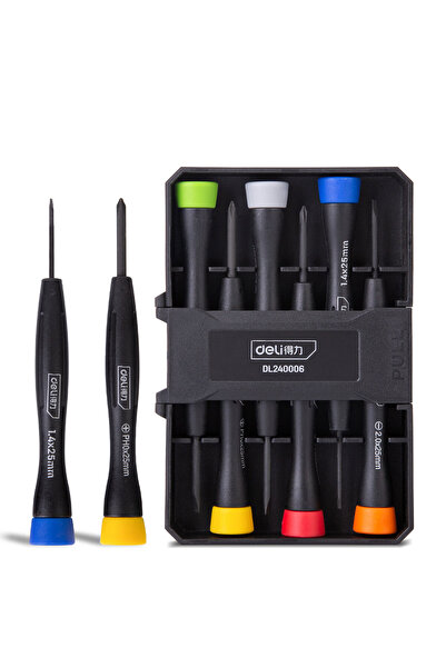 Deli SET 6 PRECISION SCREWDRIVERS PLASTIC CASE