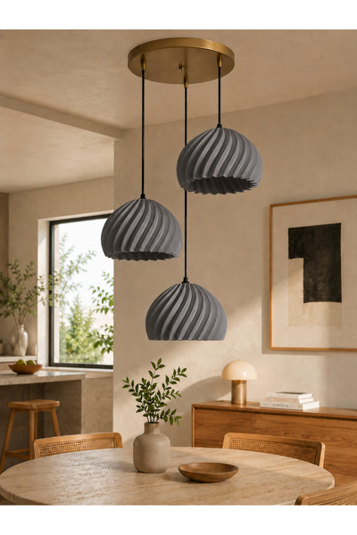 Limon 3D Desing Velora 3'lü Gri Eskitme Modern Sarkıt Avize | Şık bohem tarz ...