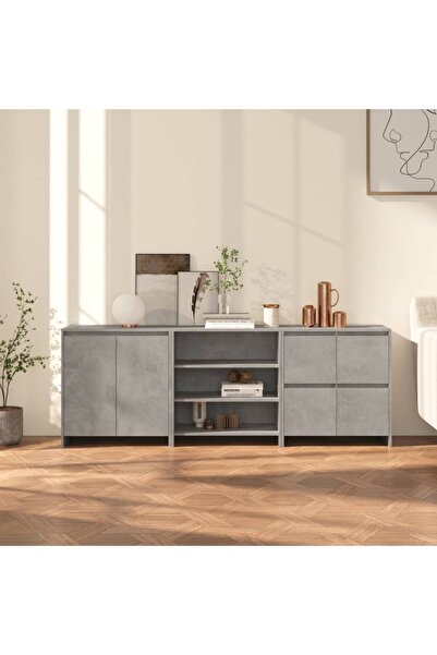 Concept Servantă 3 piese, gri beton, lemn compozit