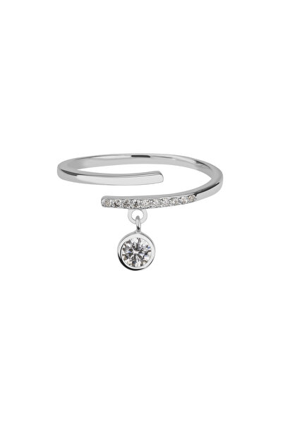 Lisa&Co. Inel Crystal Drop 53 mm / Argint placat cu rodiu / Zircon alb
